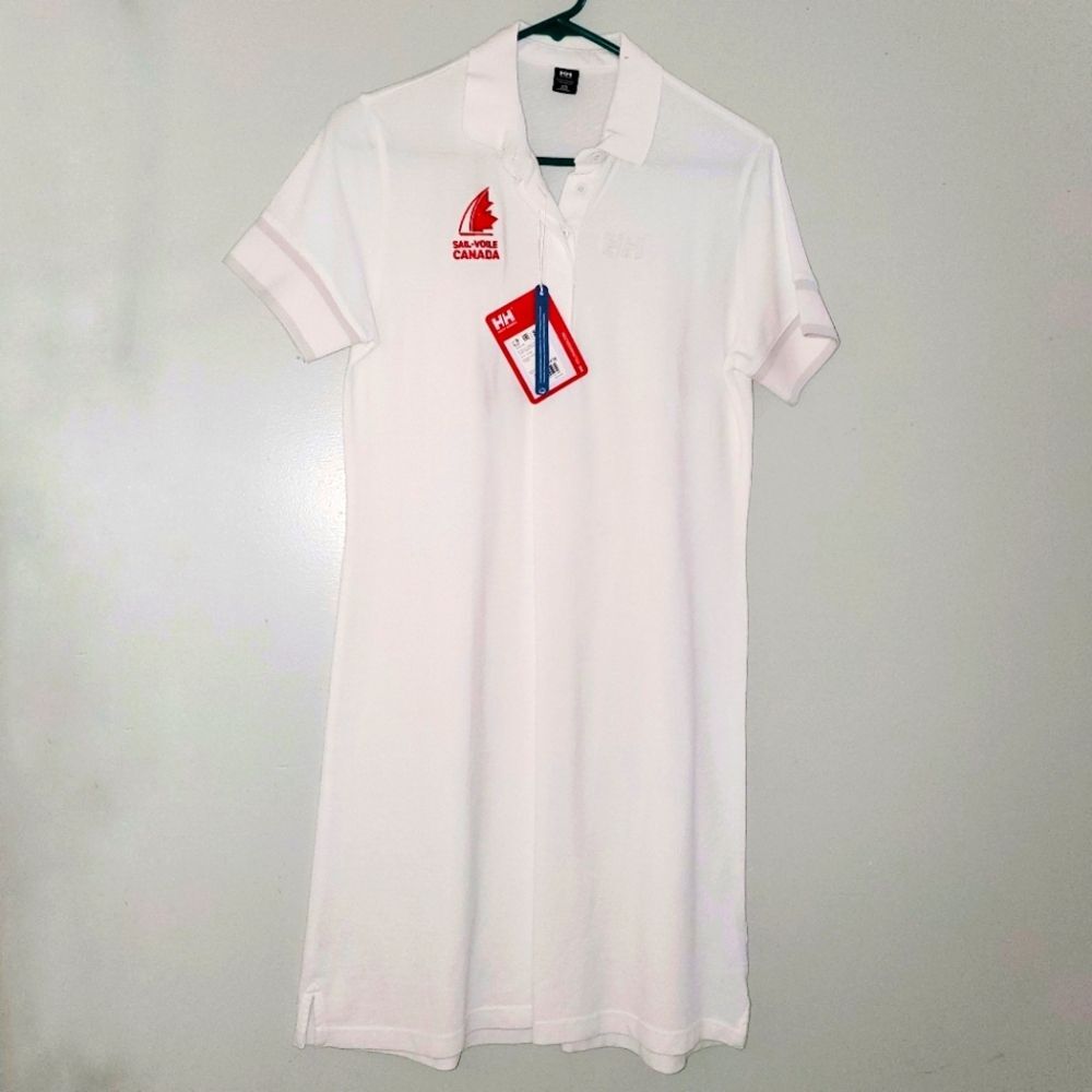 Helly Hansen Thalia Organic Cotton Polo Dress White M NWT Sail Canada